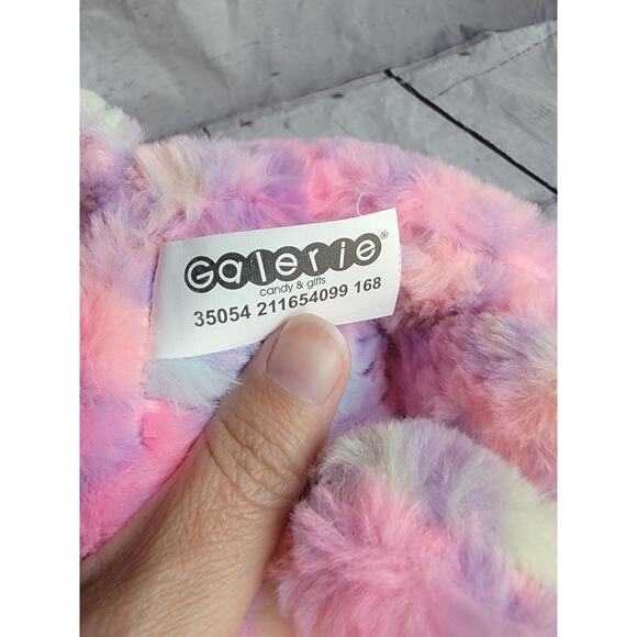 Gallerie Leopard Plush Stuffed Animal Rainbow Pink Blue Opal Eyes 6in - Picture 7 of 7